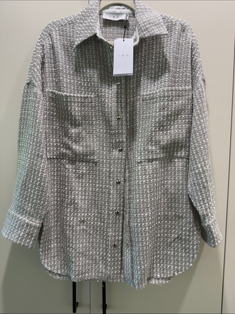 IRO Silver Tweed Shacket with Metallic Thread